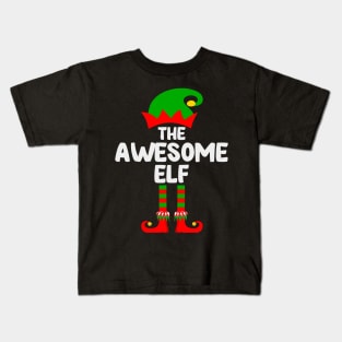Awesome Elf Matching Family Group Christmas Party Pajama Kids T-Shirt